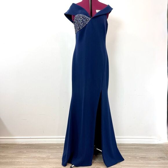 Badgley Mischka Elegant Blue Maxi Dress - Picture 3 of 14